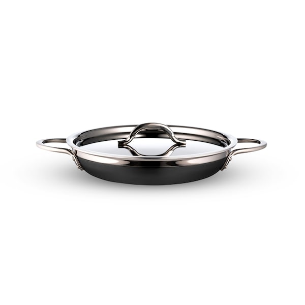 Bon Chef Country French 2 Saute Pan/Skillet W/Cover Dbl Handle 11"X2 1/4" 2 Qt 12 Oz - Black 71305-CF2-B - main